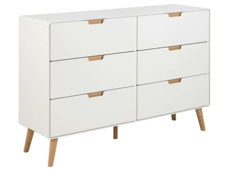 Komoda Lowell z 6 szufladami biała - ACTONA